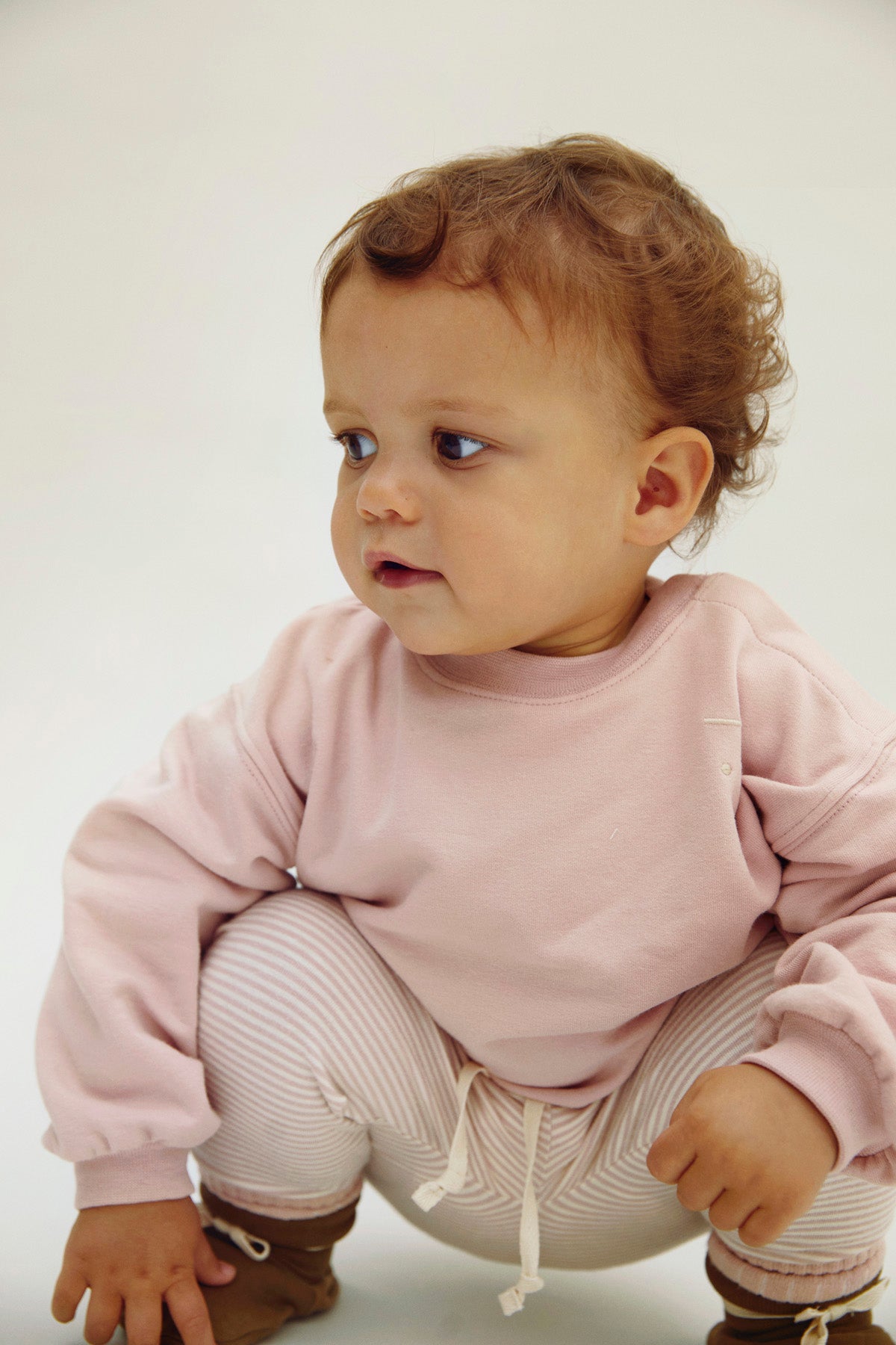 Baby Dropped Shoulder Sweater | Faded Pink