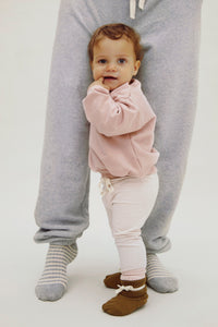 Baby Leggings | Faded Pink - Cream