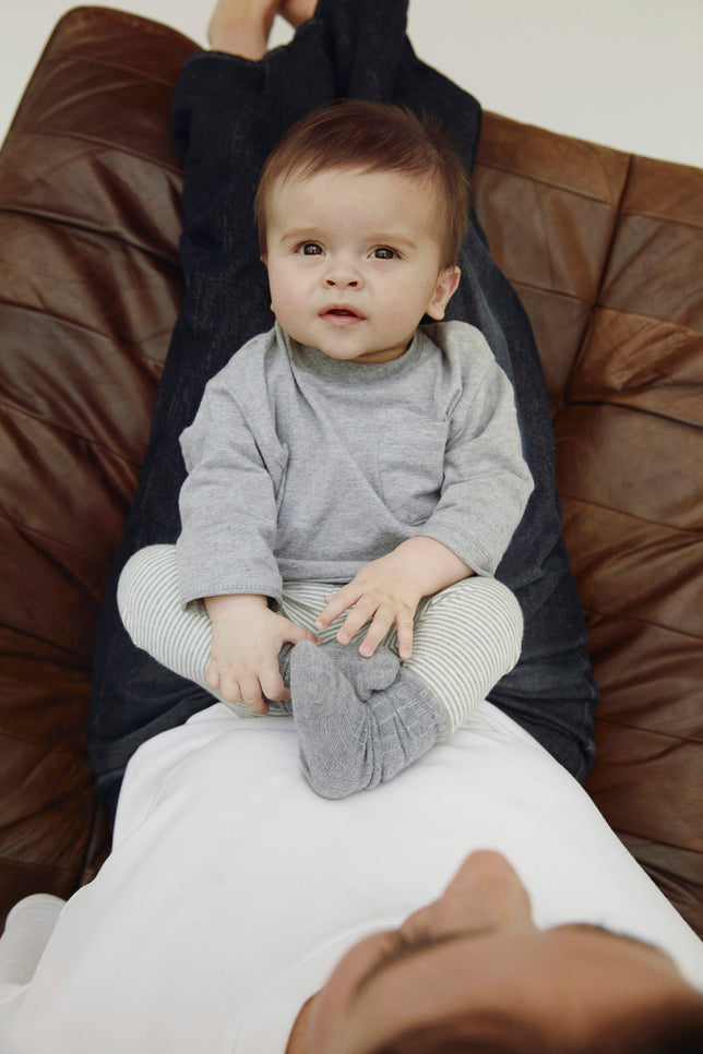 Baby Leggings | Gray Melange - Cream