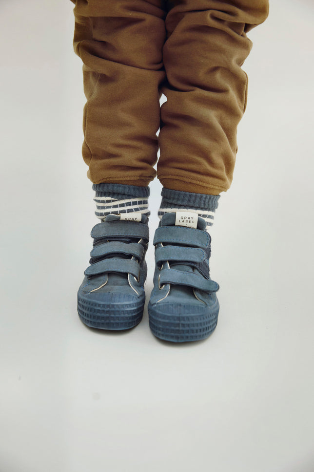 Ribbed Socks 2-Pack | Blue Gray - Cream