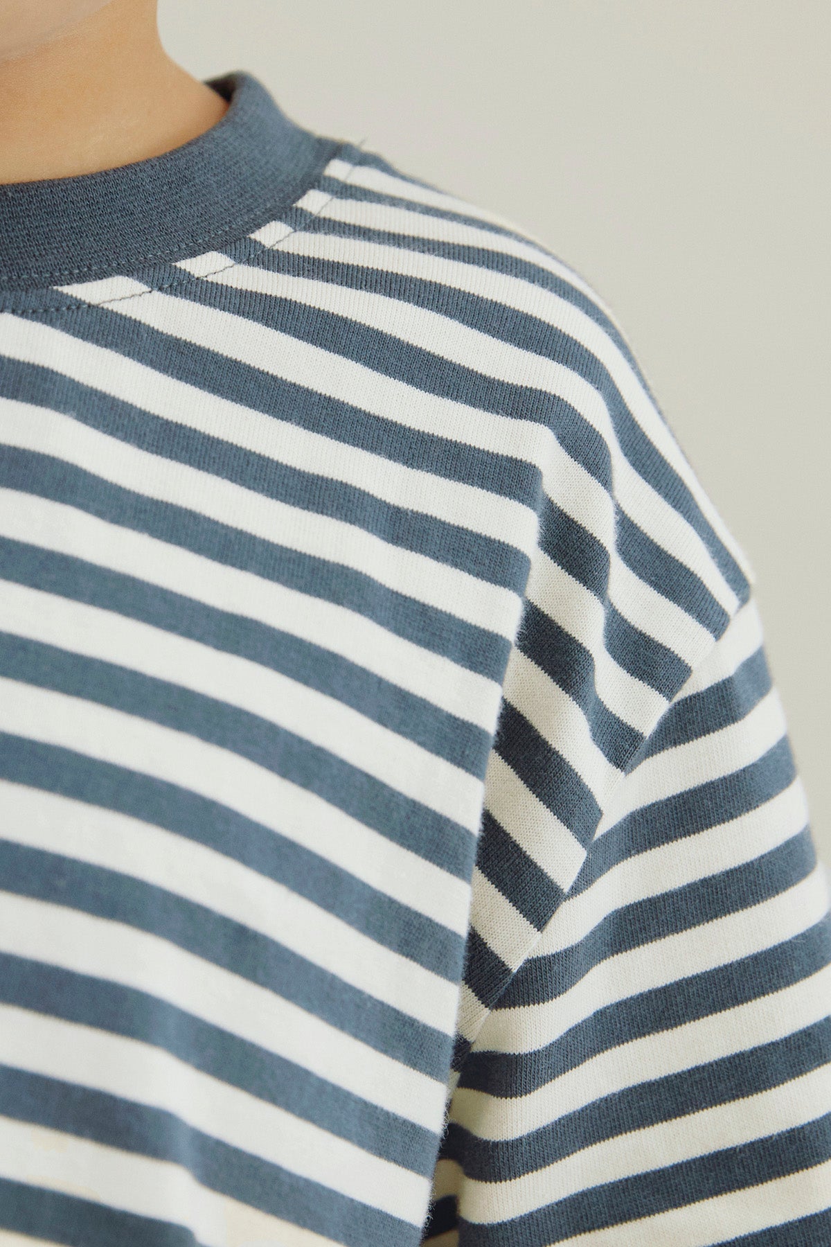 Oversized Tee | Blue Gray - Cream