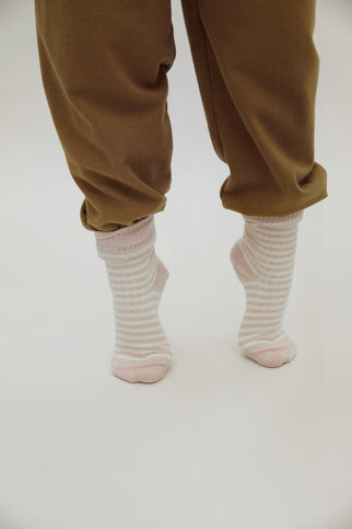 Ribbed Socks 2-Pack | Faded Pink - Cream