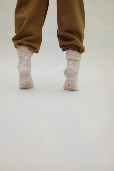 Ribbed Socks 2-Pack | Faded Pink - Cream