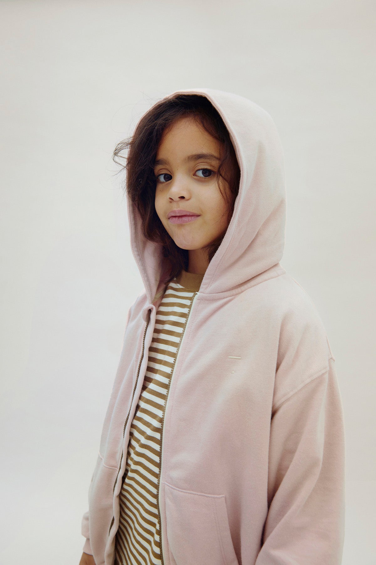 Hooded Cardigan with Zip | Faded Pink