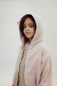 Hooded Cardigan with Zip | Faded Pink