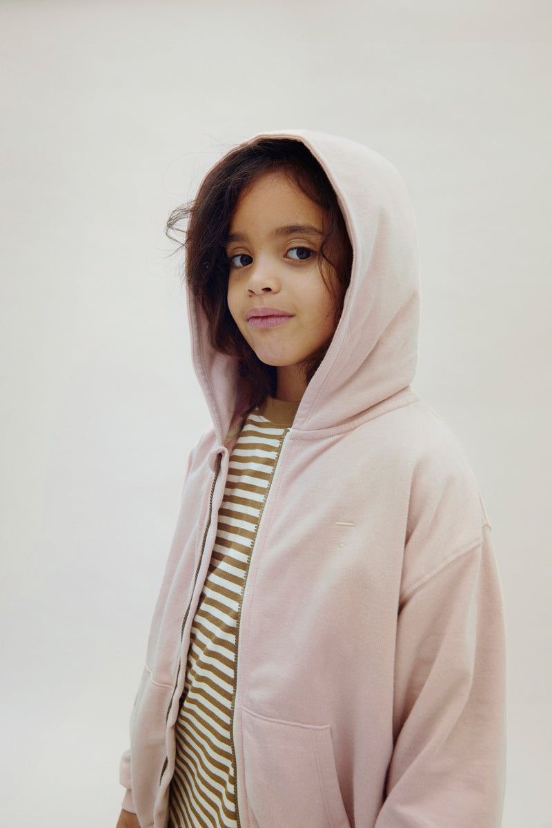 Hooded Cardigan with Zip | Faded Pink