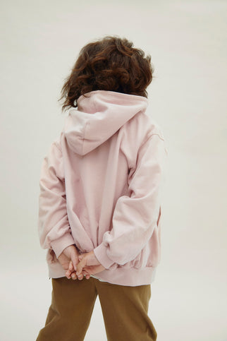 Hooded Cardigan with Zip | Faded Pink