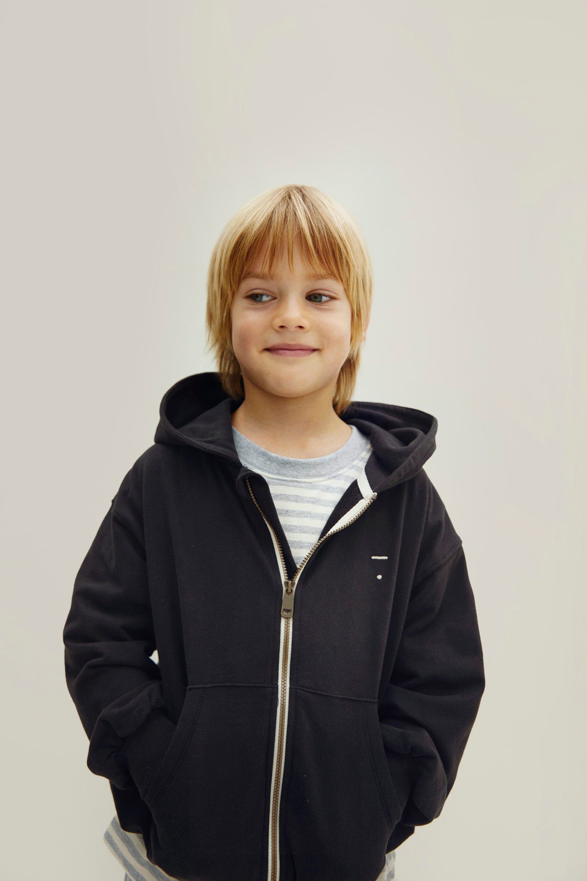 Hooded Cardigan with Zip | Pirate Black