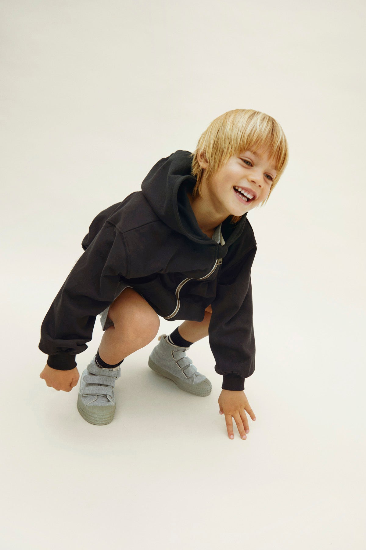 Hooded Cardigan with Zip | Pirate Black