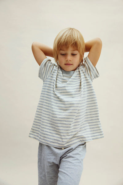 Oversized Tee | Gray Melange - Cream