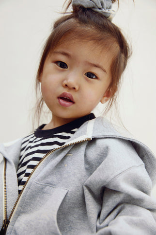 Hooded Cardigan with Zip | Grey Melange