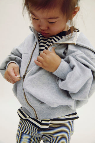 Hooded Cardigan with Zip | Gray Melange