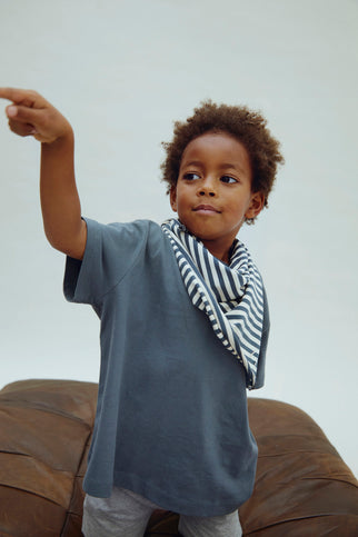 Multi Swaddle - Scarf | Blue Gray - Cream