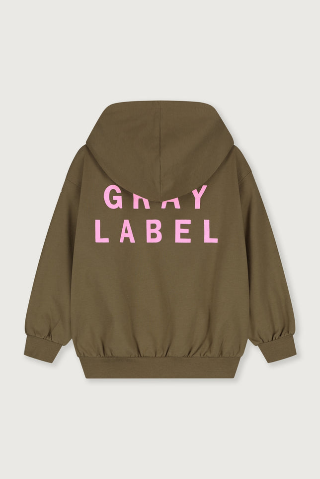 Logo Hooded Cardigan with Zip | Woody - Bubblegum