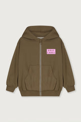 Logo Hooded Cardigan with Zip | Woody - Bubblegum