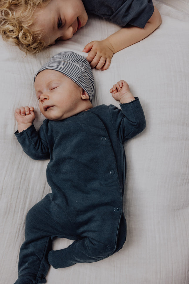 Baby Beanie | Blue Gray - Cream