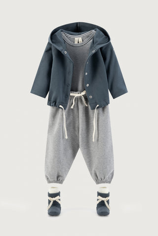 Baby Hooded Cardigan GOTS | Blue Grey