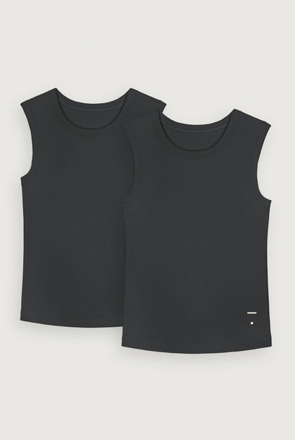 Sleeveless Vest 2-pack | Nearly Black