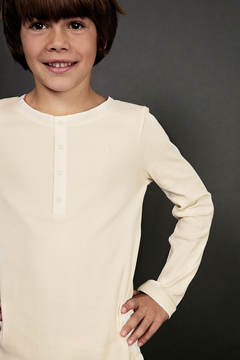 L/S Henley Vest Cream